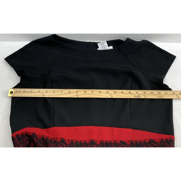 Danny & Nicole Dress Womens Plus Size 18 Black Red Lace Trim Party Knee Length - Picture 6 of 10